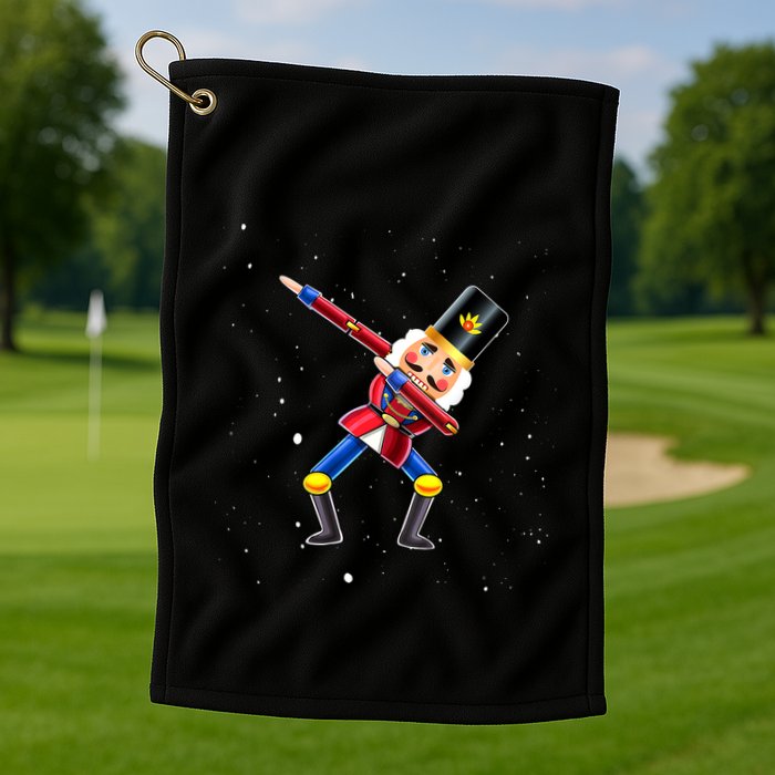 Dabbing Nutcracker Squad Deez Nuts Funny Christmas Pajamas Golf Towel