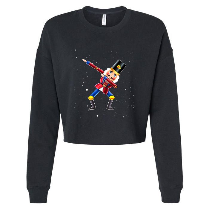 Dabbing Nutcracker Squad Deez Nuts Funny Christmas Pajamas Cropped Pullover Crew