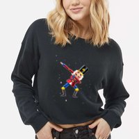 Dabbing Nutcracker Squad Deez Nuts Funny Christmas Pajamas Cropped Pullover Crew