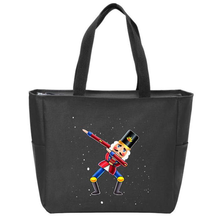 Dabbing Nutcracker Squad Deez Nuts Funny Christmas Pajamas Zip Tote Bag