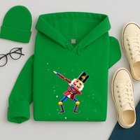 Dabbing Nutcracker Squad Deez Nuts Funny Christmas Pajamas Hoodie