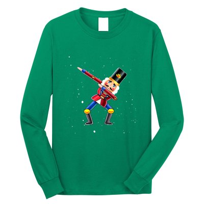 Dabbing Nutcracker Squad Deez Nuts Funny Christmas Pajamas Long Sleeve Shirt