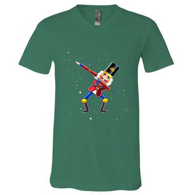 Dabbing Nutcracker Squad Deez Nuts Funny Christmas Pajamas V-Neck T-Shirt