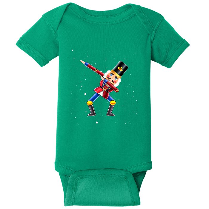 Dabbing Nutcracker Squad Deez Nuts Funny Christmas Pajamas Baby Bodysuit