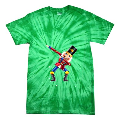 Dabbing Nutcracker Squad Deez Nuts Funny Christmas Pajamas Tie-Dye T-Shirt