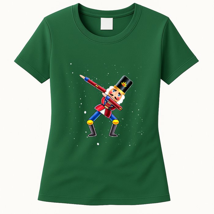 Dabbing Nutcracker Squad Deez Nuts Funny Christmas Pajamas Womens T-Shirt