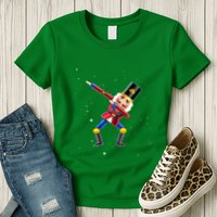Dabbing Nutcracker Squad Deez Nuts Funny Christmas Pajamas Womens T-Shirt