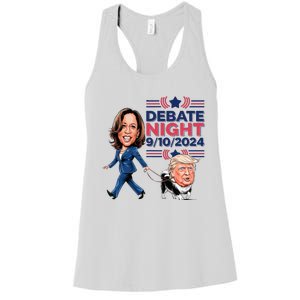 Debate Night Showdown Kamala Dog Walks Trump Women's Racerback Tank