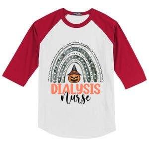 Dialysis Nurse Spooky Halloween Pumpkin Rainbow Nursing Meaningful Gift Kids Colorblock Raglan Jersey