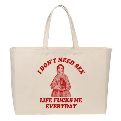 Dont Need Sex Life F Me Every Day Retro Offensive Humor Cotton Canvas Jumbo Tote