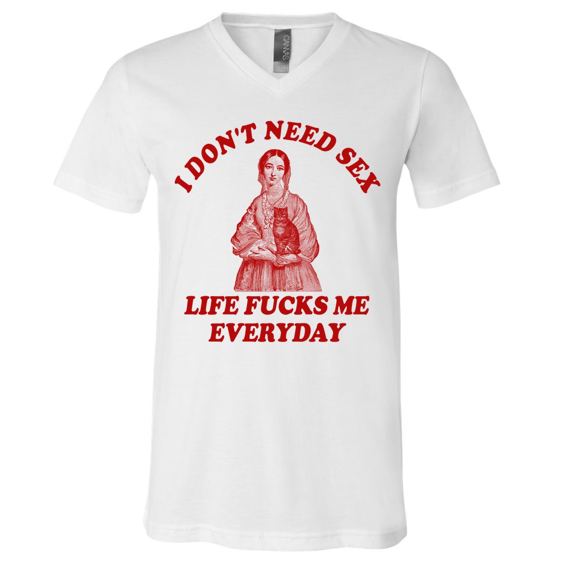 Dont Need Sex Life F Me Every Day Retro Offensive Humor V-Neck T-Shirt
