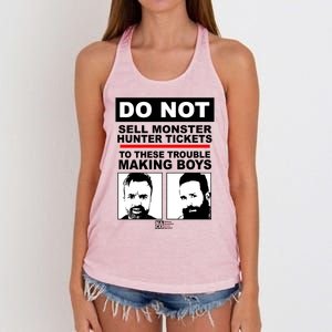 Do Not Sell Monster Hunter Tickets To These Trouble Making Boy S Women's Knotted Racerback Tank