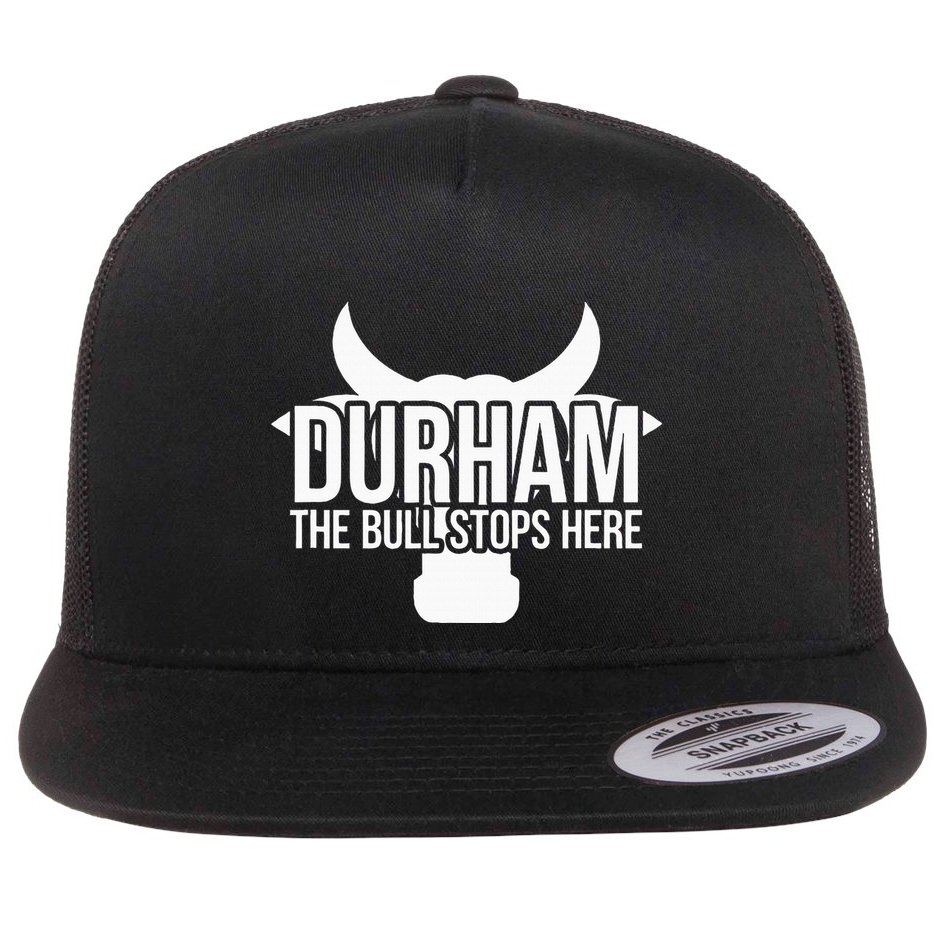 Durham Nc The Bull Stops Here Flat Bill Trucker Hat
