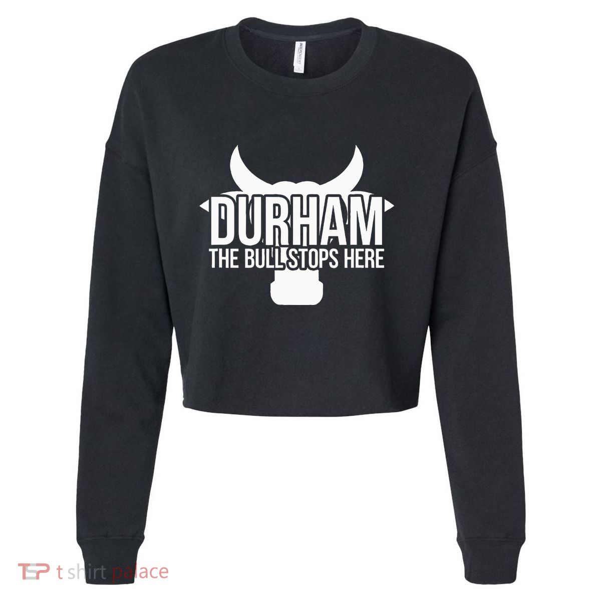 Durham Nc The Bull Stops Here Cropped Pullover Crew