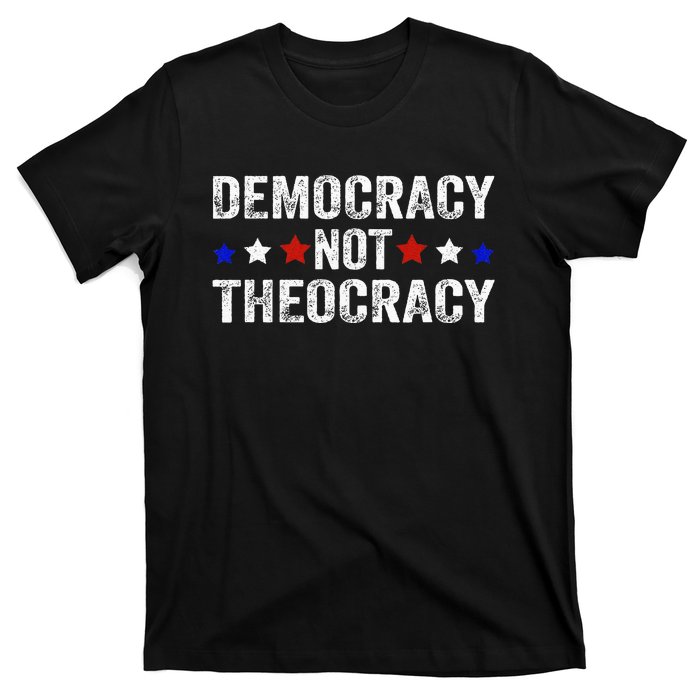 Democracy Not Theocracy Vintage Patriotic Sayings T-Shirt