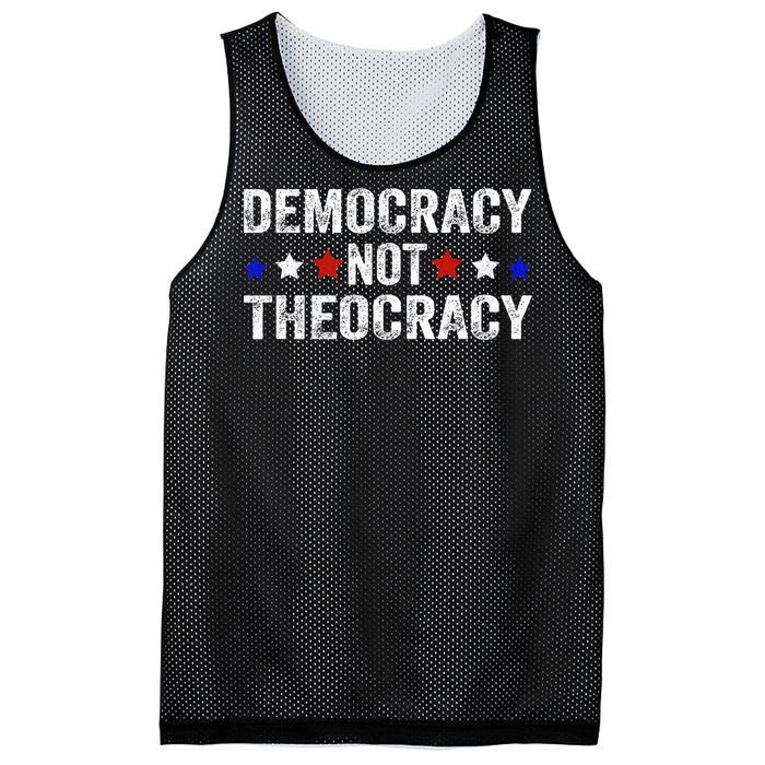 Democracy Not Theocracy Vintage Patriotic Sayings Mesh Reversible Basketball Jersey Tank