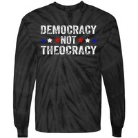 Democracy Not Theocracy Vintage Patriotic Sayings Tie-Dye Long Sleeve Shirt