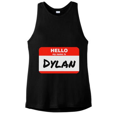 Dylan Name Tag Sticker Work Office Hello My Name Is Dylan Ladies PosiCharge Tri-Blend Wicking Tank