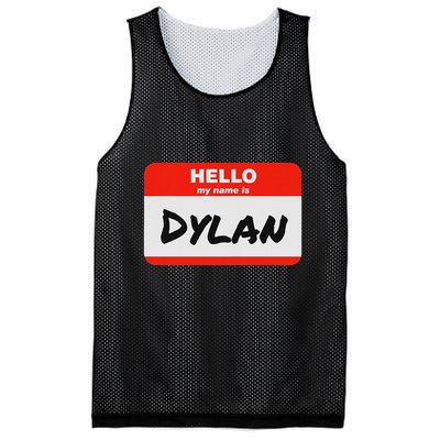Dylan Name Tag Sticker Work Office Hello My Name Is Dylan Mesh Reversible Basketball Jersey Tank