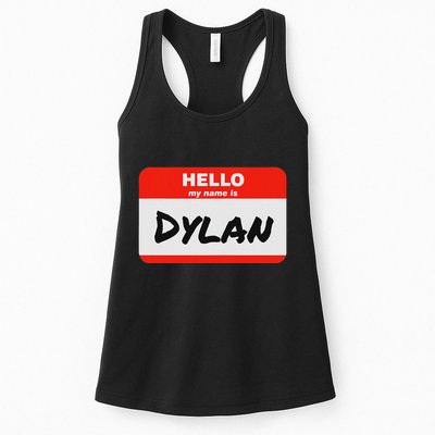 Dylan Name Tag Sticker Work Office Hello My Name Is Dylan Womens Tank Top