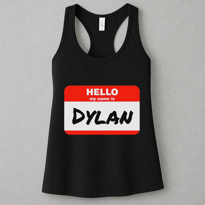 Dylan Name Tag Sticker Work Office Hello My Name Is Dylan Womens Tank Top