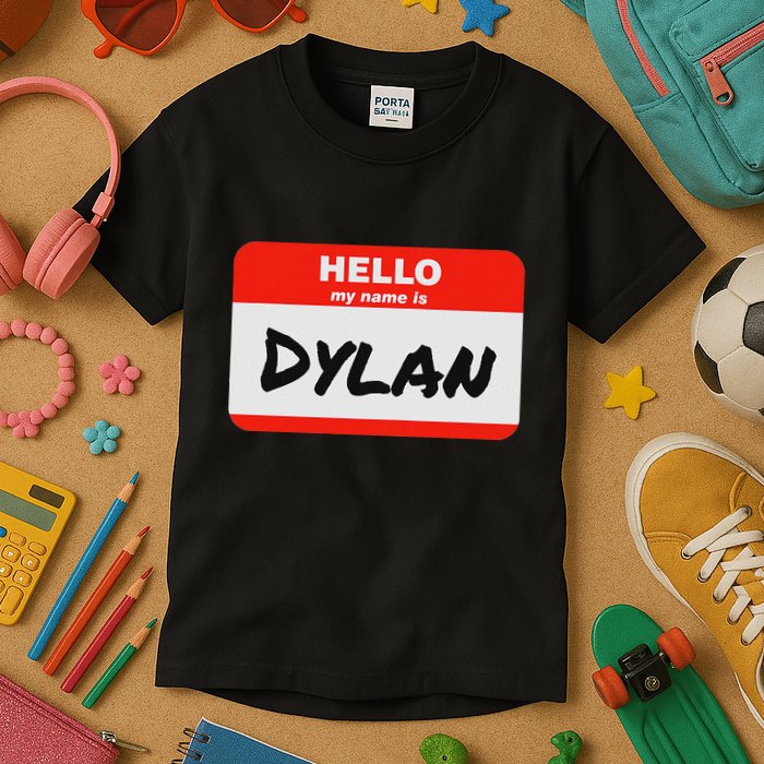 Dylan Name Tag Sticker Work Office Hello My Name Is Dylan Kids T-Shirt