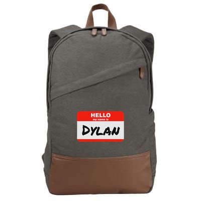 Dylan Name Tag Sticker Work Office Hello My Name Is Dylan Cotton Canvas Backpack