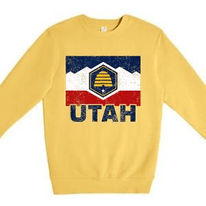 Distressed New Utah Flag Premium Crewneck Sweatshirt