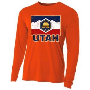 Distressed New Utah Flag Cooling Performance Long Sleeve Crew