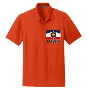 Distressed New Utah Flag Dry Zone Grid Polo