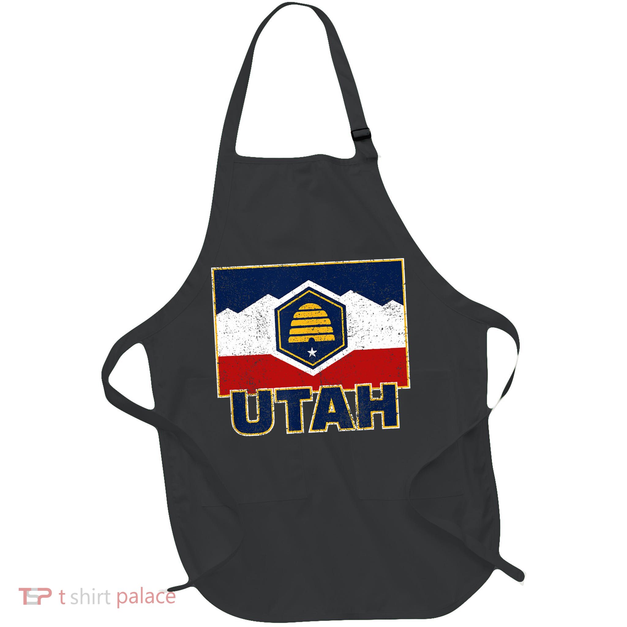 Distressed New Utah Flag Full-Length Apron With Pockets