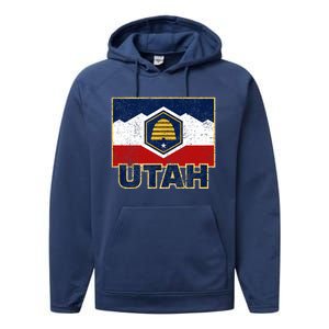 Distressed New Utah Flag Performance Fleece Hoodie