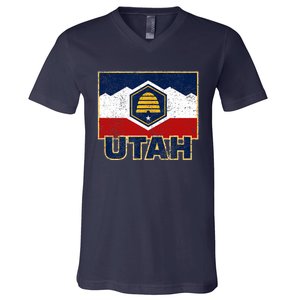 Distressed New Utah Flag V-Neck T-Shirt