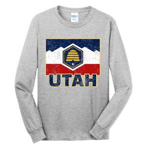 Distressed New Utah Flag Tall Long Sleeve T-Shirt