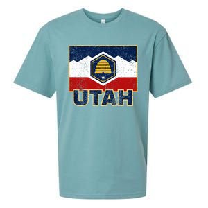 Distressed New Utah Flag Sueded Cloud Jersey T-Shirt