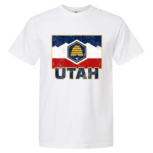 Distressed New Utah Flag Garment-Dyed Heavyweight T-Shirt