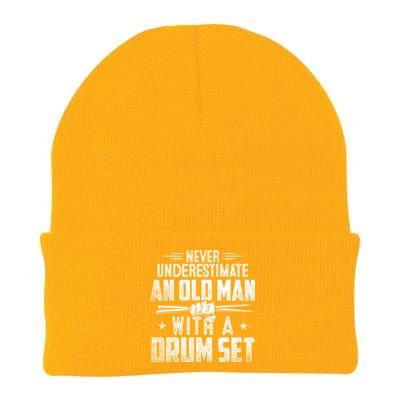 Drummer Never Underestimate An Old Man With A Drum Set Funny Knit Cap Winter Beanie