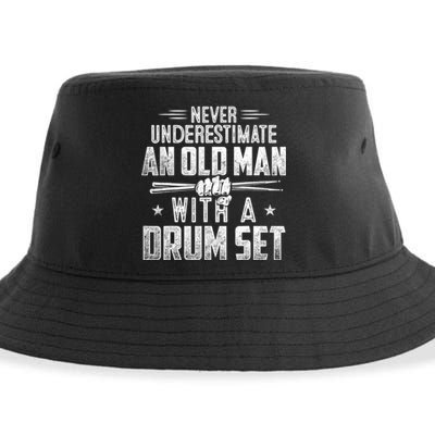 Drummer Never Underestimate An Old Man With A Drum Set Funny Sustainable Bucket Hat