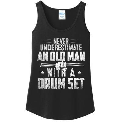 Drummer Never Underestimate An Old Man With A Drum Set Funny Ladies Essential Tank