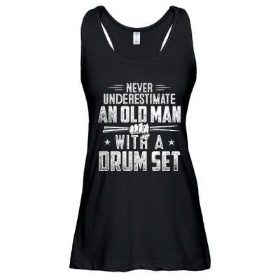 Drummer Never Underestimate An Old Man With A Drum Set Funny Ladies Essential Flowy Tank