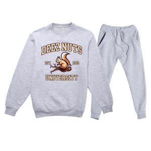 Deez Nuts University Funny College Fraternity Sorority Premium Crewneck Sweatsuit Set