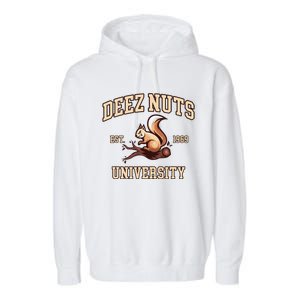 Deez Nuts University Funny College Fraternity Sorority Garment-Dyed Fleece Hoodie