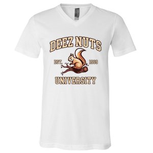 Deez Nuts University Funny College Fraternity Sorority V-Neck T-Shirt