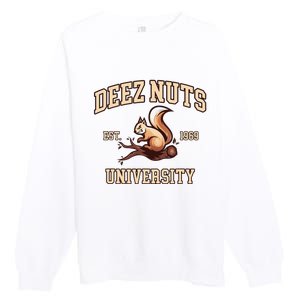 Deez Nuts University Funny College Fraternity Sorority Premium Crewneck Sweatshirt