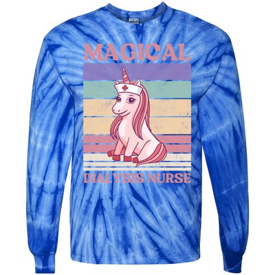 Dialysis Nurse Unicorn Magical Dialysis Nurse Funny Gift Tie-Dye Long Sleeve Shirt