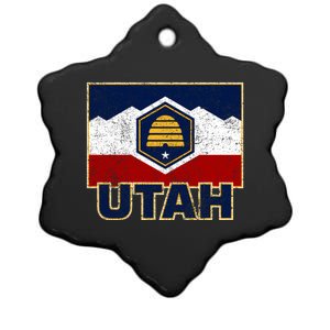 Distressed New Utah Flag Ceramic Star Ornament