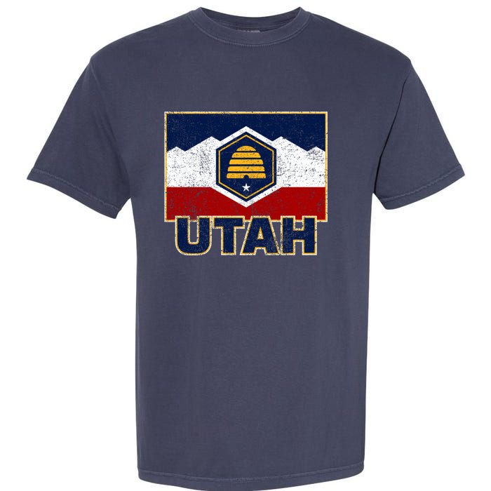 Distressed New Utah Flag Garment-Dyed Heavyweight T-Shirt