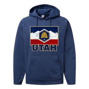 Distressed New Utah Flag Performance Fleece Hoodie