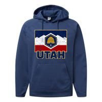 Distressed New Utah Flag Performance Fleece Hoodie