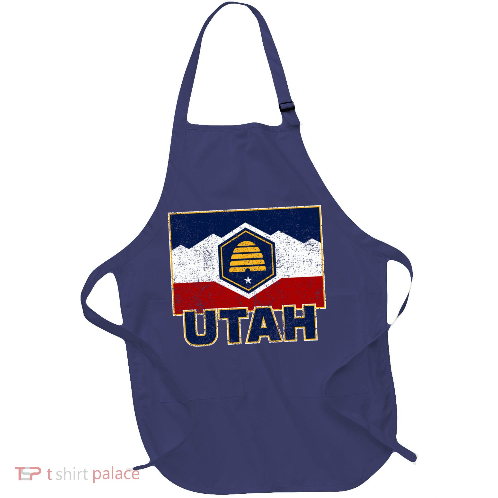 Distressed New Utah Flag Full-Length Apron With Pockets